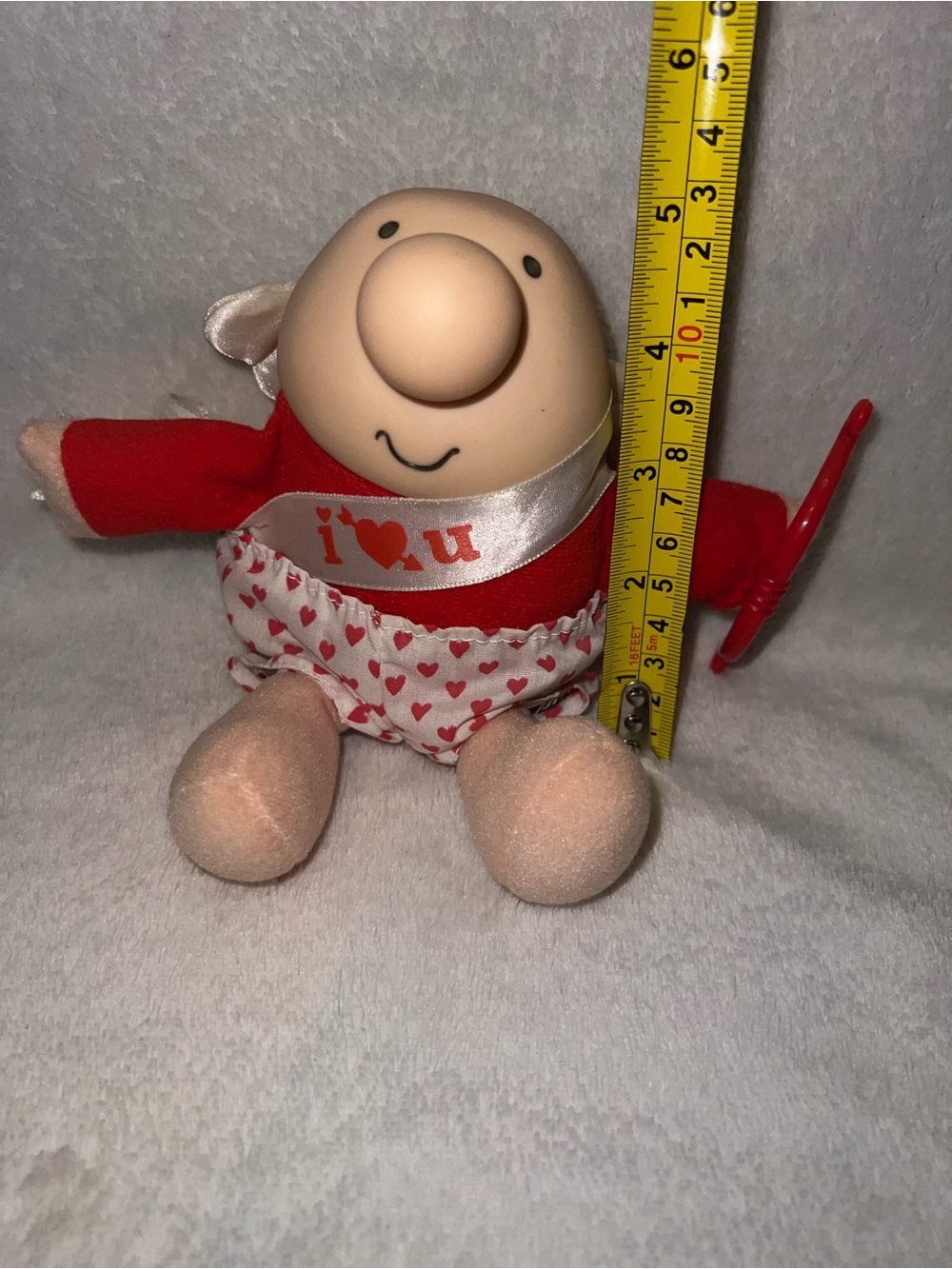 Plush Heart-Print Valentine Doll - Red & Cream
